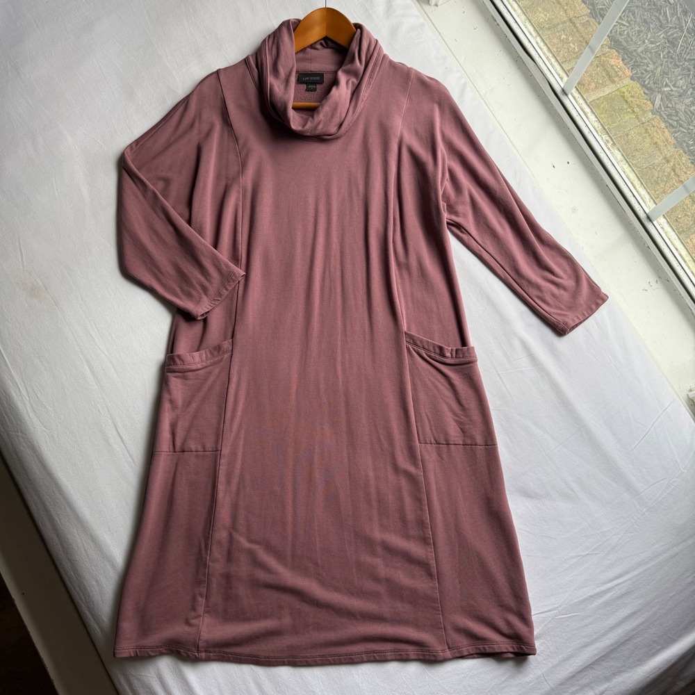J. Jill Wearever Mauve Cowl Neck Pocket A-Line Dress Small Cozy Layering Fall